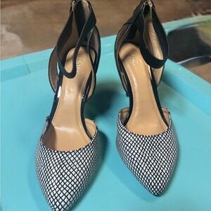 Cato Black and White Patterned Heels